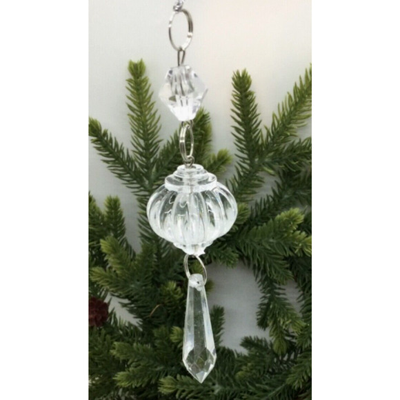 4 Crystal Ornaments-3 Tier Drop Christmas Tree -Unique Center Clear Crystal - Picture 6 of 7